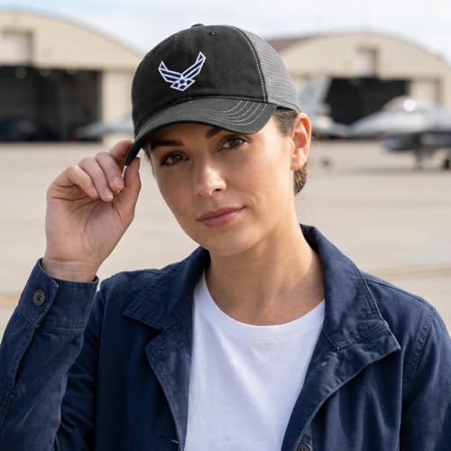 Image of Richardson Trucker Cap Air Force Emblem Black Charcoal Design Only