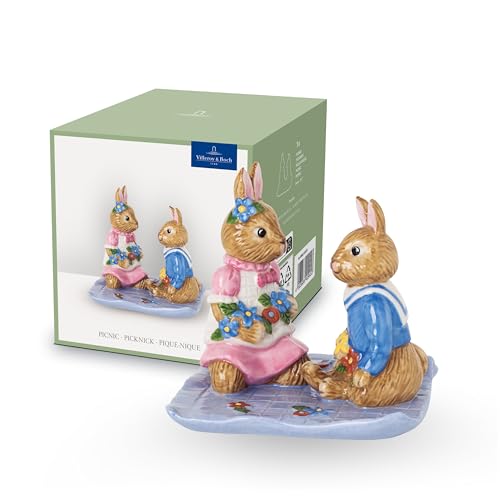 Villeroy & Boch – Bunny Tales Hasenfigur Picknick Handbemalt, Ostern Dekoration, Osterdeko Hasen Exklusiv Bunt, Hase, Osterhasen, Hasenfiguren, Porzellan