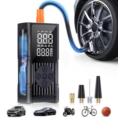 Hafuloky Compresseur air portable 150PSI, pompe vélo, jauge, DEL
