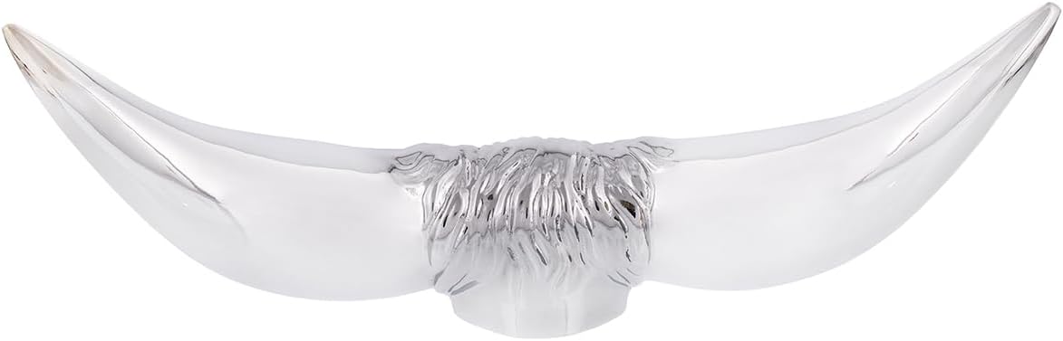 United Pacific 72005 Heavy-Duty Chrome Bull Horn Hood Ornament, Cast Metal Construction, Universal Two Stud Installation, Detailed Design - ONE Unit