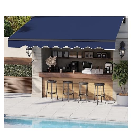 Auvent de terrasse rétractable 2.4x2.1m store bleu foncé - 2