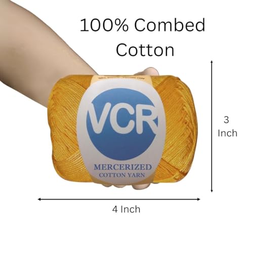 Image of VCR 4 Ply Golden Brown 100% Mercerized Cotton Yarn, 60 Grams Hank, 190 Meters Length, Cotton Combed Ball, Smooth and Glossy Crochet Yarn for Crochet and Knitting, Pack of 1, Suitable for DIY Crafts