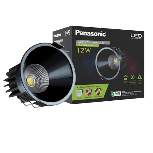 Image of Panasonic 12 Watt Deep Recessed COB Light for Ceiling, Recessed Downlight for Home Decor, Shop, Museum, Restaurant | Gun Black Recessed COB Light, Natural White (4000K - PDLM44124)