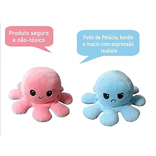 Polvo de Pelúcia Reversível Humor Feliz e Bravo / Triste Tiktok - Azul e Rosa