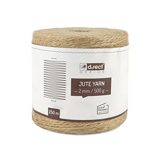 D.RECT 110727 Cuerda de Yute | 2mm, 250m | Natural Yute Twine | para Fotos, Regalos, Manualidades, Cuerda de jardinería Bricolaje