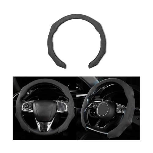 Mandark Car Steering Wheel Cover Suede Sport Vehicle Steer Wheel Protector Fitting 15 Inch Non-Slip Comfortable Automotive Interior Decoration Accessories Universal for Most Cars (Black)