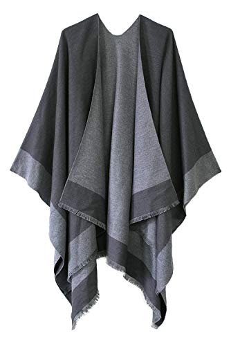 Urban CoCo Women's Shawl Wrap Poncho Ruana Cape Cardigan Open Front Coat for Fall Winter Holiday
