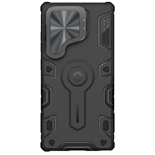 Image of Nillkin Case for Samsung Galaxy S25 Ultra (6.8 inch Inch) CamShield Armor Prop Lens + Stand 360 Protect TPU + PC Anti Fall Edge Bags Black Color