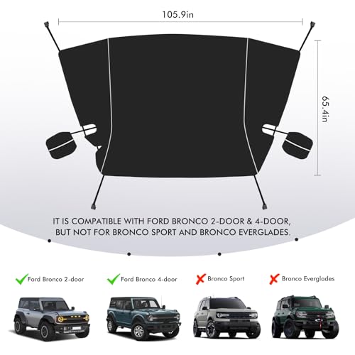 Image of Z8 Windshield Cover for Ice and Snow,Ford Bronco 600D Windshield Snow Cover with Side Mirror Cover Winter Frost Hail Protector Windshield Accessories(Not Fit Bronco Sport /Everglades)