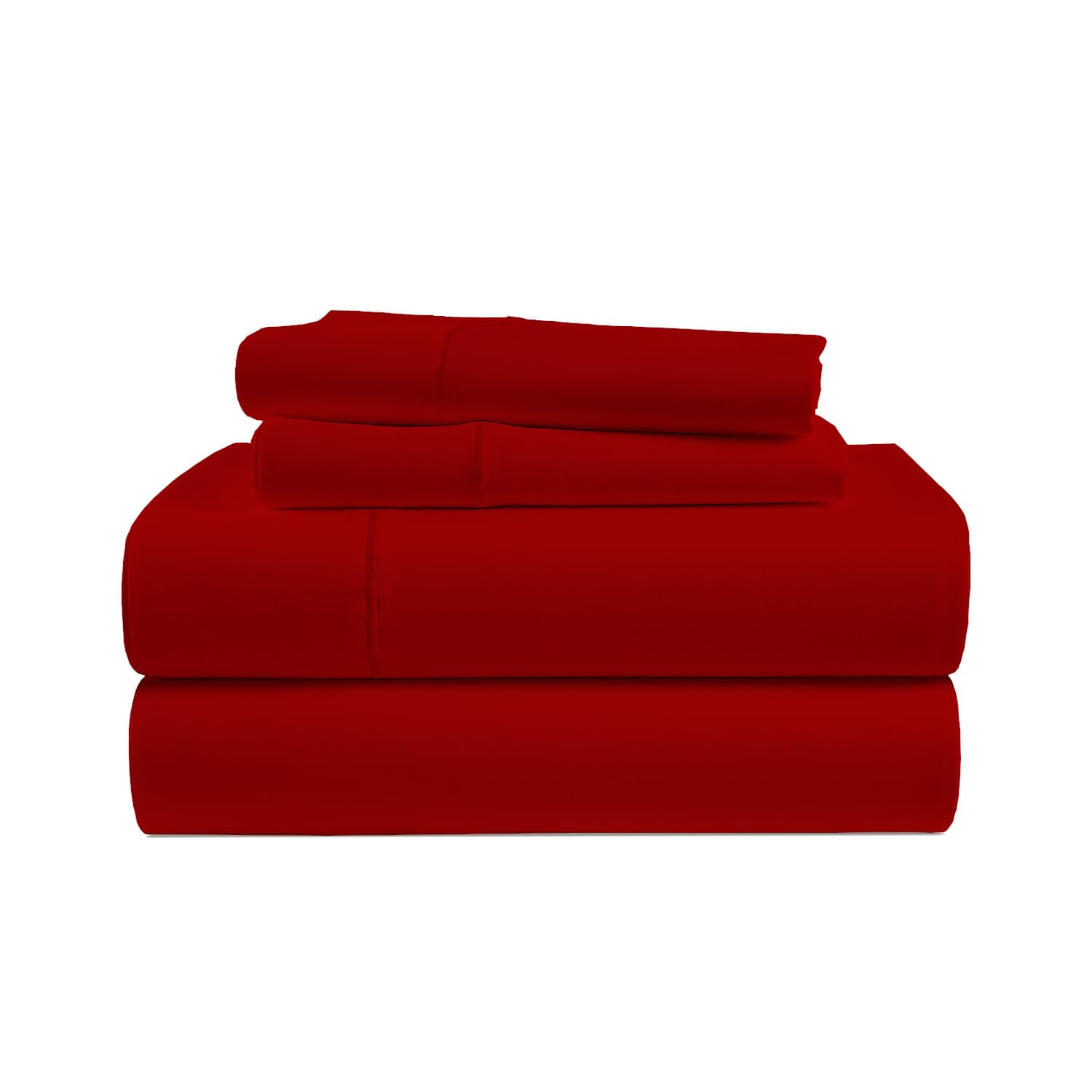 EGYLIN 3 Piece Bedding Bottom Sheet Sets -1 Fitted Sheet - 2 Pillowcases- 800 Tc - Deep Pocket Up to 10 Inch Mattress - Long Staple Egyptian Cotton - Extra Soft Cooling Bed Sheets (Emperor- Red)