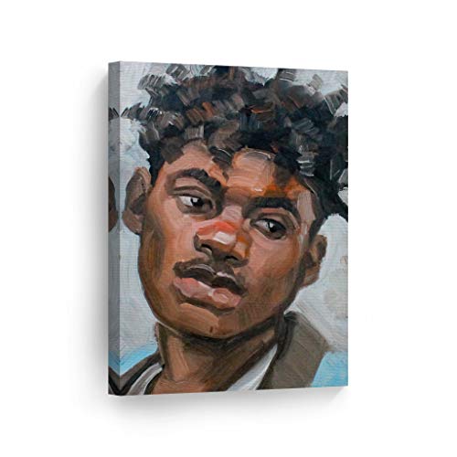 Smile Art Design A Young Person in Their 20s by Kenney Mencher, African American Man Oil Painting Canvas Print Living Room Decor Wall Art Bedroom Home Decor Artwork Ready to Hang Made in USA - 28x19