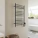 HEATGENE Electric Towel Warmer with Built-in Timer & Temperature Control, Wall-Mounted 12-Bar Large Towel Rack, Plug-in/Hardwired Heated Towel Rail for Bathroom - Matte Black