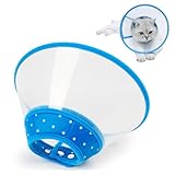 Collier conique de récupération pour chat - Collier réglable pour empêcher les animaux de mordre les blessures ou le site chirurgical - Collier réglable conçu pour chats et chiots (taille S, bleu)