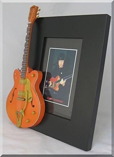John Lennon Cadre Photo Guitare Miniature Gretsch 6120 - Les Beatles, Paul McCartney, John Lennon, RIngo Starr, George Harrison John Lennon Cadre Photo Guitare Miniature Gretsch 6120