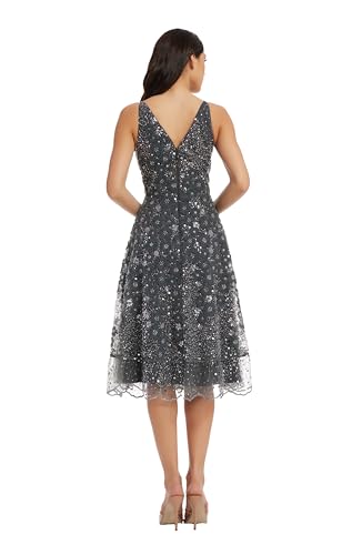 Image of Dress the Population Women's Elisa Sleeveless Plunge Neckline Fit and Flare Midi Dress
