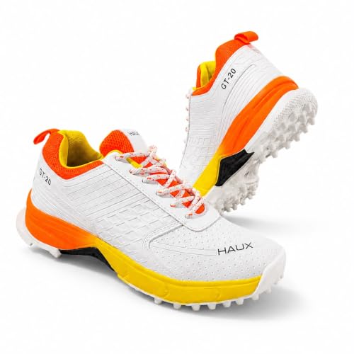 Image of HAUX GT-20 Cricket Shoes for Men - Lightweight TPR Studs for Turf & Hard Ground, Non-Marking Sole, Responsive Cushioning