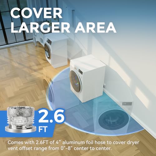 Magnetic Dryer Vent Coupling DV180 Airtight Seal Dryer Vent Connector Kit Easy to Clean Quick Connector Including a 2.6ft 4" Duct and two Clamps