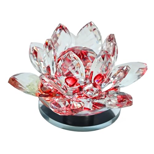 Image of ZAICUS Crystal Lotus Flower Showpiece for Home Decor & Office Desk | Feng Shui Decorative Gift for Housewarming, Birthday, Spiritual & Festive Decor (Multicolor)