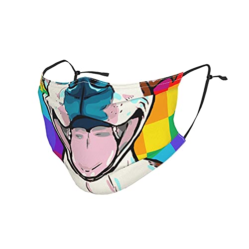 Reusable Cloth Face Mask Scarf Cover Face Mouth Protection Dustproof Windproof For Adult Men Women Trendy Checkerboard Paiting Pitbull Dog Smile Printing Adjustable