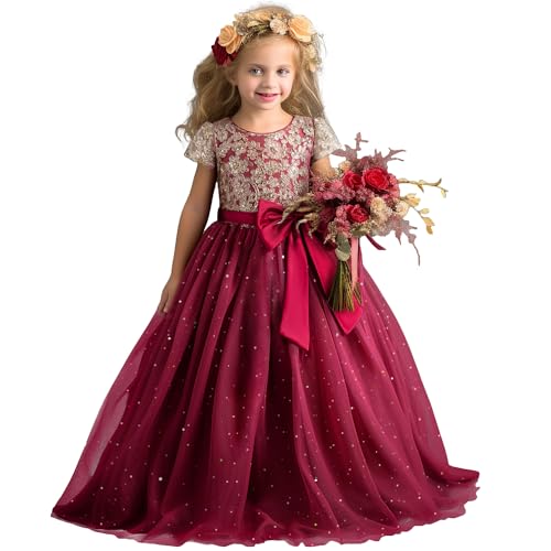 Image of TTYAOVO Girls Pageant Princess Flower Dress Kids Prom Puffy Ball Gowns