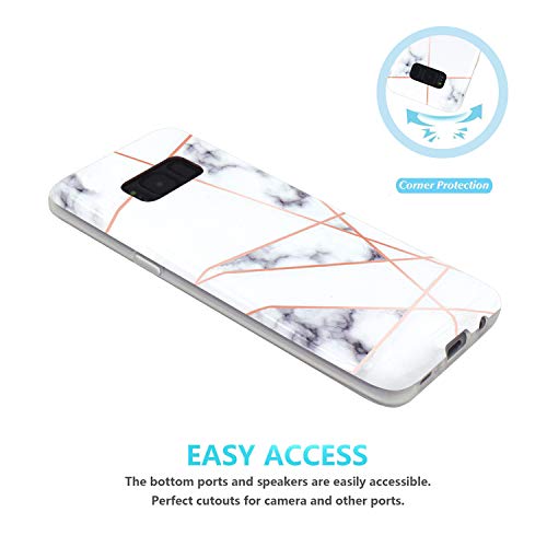 Jaholan Galaxy S8 Plus Case Geometric Marble Design Slim Flexible Bumper Glossy Tpu Soft Rubber Silicone Cover Phone Case For Samsung Galaxy S8 Plus Shiny Rose Gold White #TOP3
