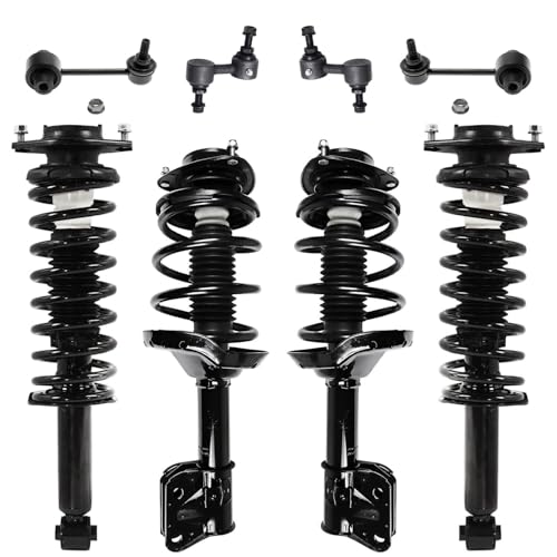 Image of Detroit Axle - 8pc Struts Sway Bars for 2009-2013 Subaru Forester, Front Rear 4 Struts with Coil Spring 4 Sway Bar Links 2010 2011 2012 Replacement Suspension Kit Ready Strut Shock Assembly