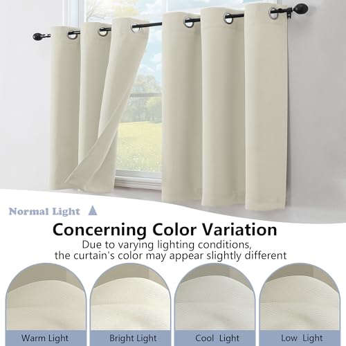 Image of Simplebrand Natural Kitchen Valances for Windows 18 Inches Long 2 Pack, Room Darkening Window Valances for Living Room, Grommet Short Straight Drape Kitchen Curtains for Bedroom Kids Room, 40Wx18L