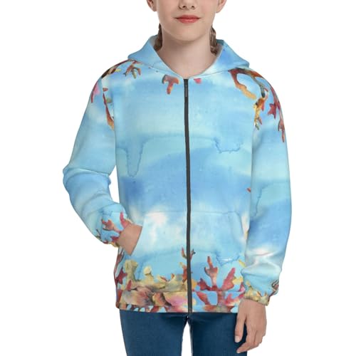 Sea and Fish Kid Hoodies Boys Zip Up Sweatshirts Girls Pullover with Pocket3