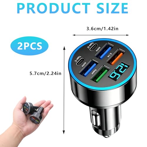 Cargador USB C multi puerto con carga rápida 66W para coche 7