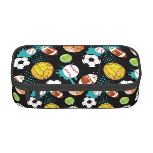 Image of Sport Cool Ball Pattern Pencil Case Big Capacity Storage Pencil Pouch Stationery Bags With Zipper Portable Pen Holder Box Organizer For Boys Girls Teens Student College School Office Supplies