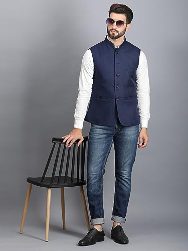 Image of Ethluxis Men's Designer Solid Nehru Jacket /Waist Coat /Bandhgala