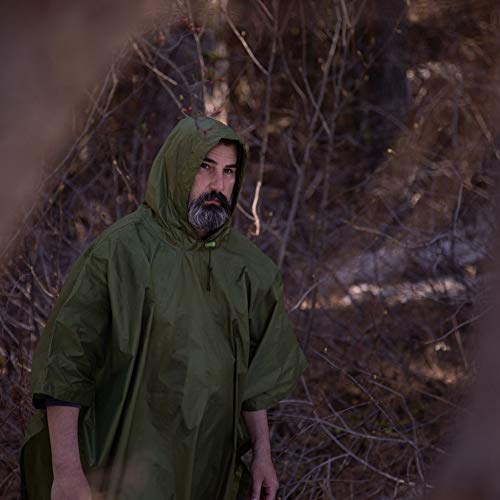 Arcturus Lightweight Ripstop Nylon Poncho With Adjustable Hood (Olive) #TOP2