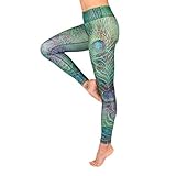 Niyama Leggings Feathered Beauty, Design Print Leggings, Placement Print mit Pfauen-Muster (S, Regular)
