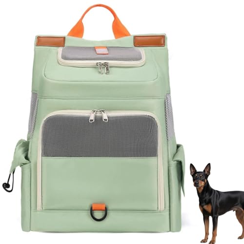 Lifetipsトイマンチェスターテリアペットリュック キャリー 通気性メッシュ カーテン付き 軽量 反射テープ 飛び出し防止 防水 撥水 多機能 リュック型ペットキャリー 小型犬 中型犬 猫 旅行 通院 自転車 電車 収納ポケット付き 折りたたみ 携帯便