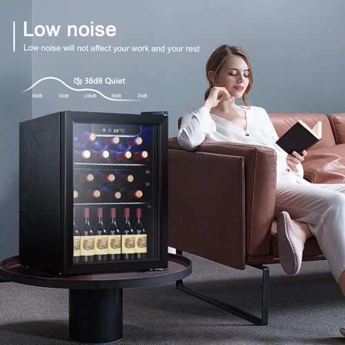 Image of Antarctic Star Wine Cooler, Beverage Refrigerator, 16 Bottle Freestanding Quiet Wine Cellar Front Glass Door for Home and Bar, 1.7 Cu.Ft.