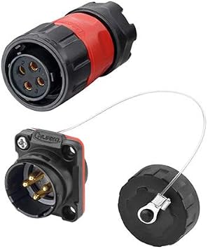 CNLINKO 4 Pin Power Industrial Circular Connector, Female Plug & Male Panel Mount Receptacles Socket Jack, Outdoor Waterproof IP67, AC DC