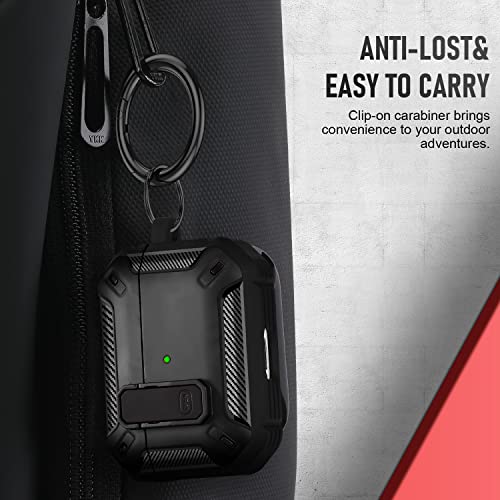 Youskin Airpod 1&2Nd Generation Case Cover With Secure Lock Clip,Military Armor Series Full-Body Rugged Hard Shell For Men Women With Keychain，Shockproof Protective Case For Airpod 2 & 1,Black #TOP5