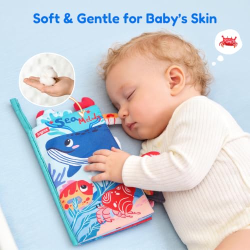 Image of JoyCat Baby Books 0-12 Months, Ocean Tummy Time Crinkle Cloth Book