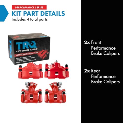 Image of TRQ Performance Front and Rear Brake Caliper Set Coated Brackets Compatible with 1992-1993 1999-2000 Honda Civic 1993-1997 Honda Civic del Sol