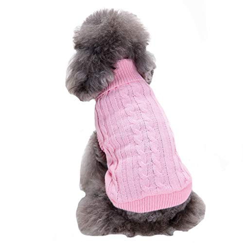 CHBORCHICEN Small Dog Sweaters Knitted Pet Cat Sweater Warm Dog Sweatshirt Dog Winter Clothes Kitten Puppy Sweater (Medium,Pink)