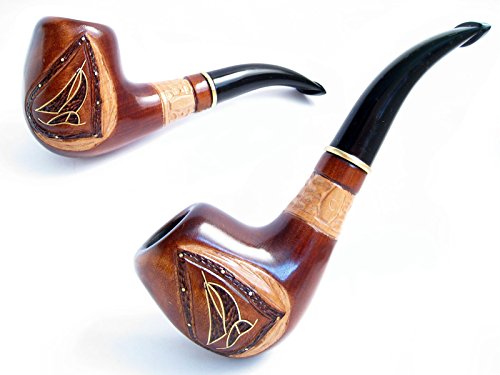 Sale, Decorated Tobacco Smoking Pipe Carved Pear Root"Neptunian" + Pouch Gift! - Best