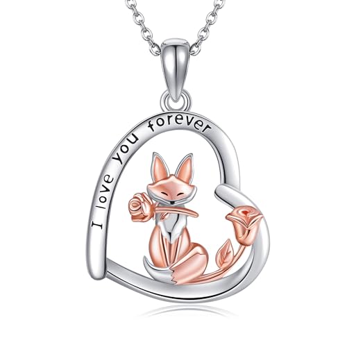 Collier renard en argent 925 sterling massif avec pendentif animal gravé délicat