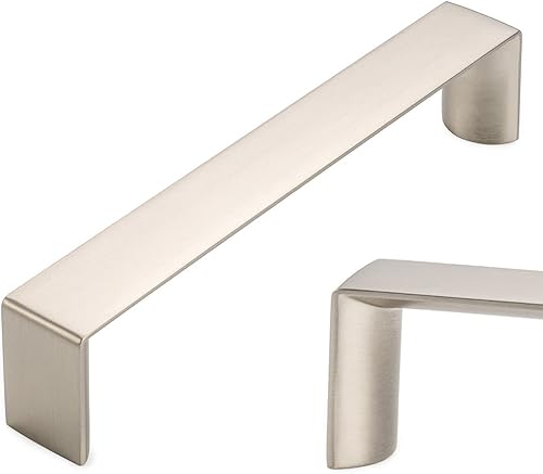 KOOFIZO Paquete de 10 manijas anchas para gabinete, tirador de muebles de níquel cepillado, distancia entre tornillos de 3 pulgadas2.992 in,