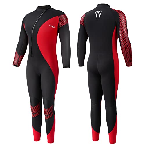 Yueta Mens Wetsuit 3Mm Neoprene Full Body Diving Suit Front Zip Long Sleeve Keep Warm For Swimming Surfing Snorkeling Kayaking In Cold Water (Men's Red, L) #TOP14