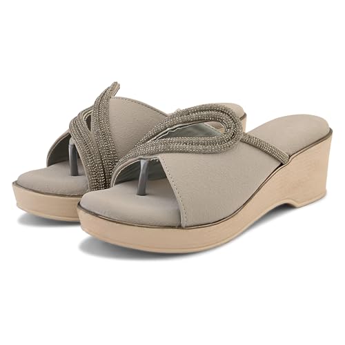 Image of Centrino Women's Wedge Heel Sandals | Stylish Slip-On Sandals for Ladies | Soft Cushioned Footbed for Comfort | Elegant & Trendy Design | Lightweight and Durable Fashion Footwear (9404)