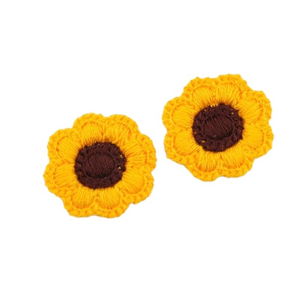 Parches de Bordado 30 Parches Bordados de Margaritas Dos Colores 3,5 cm for Planchar, Apliques Chinos for Ropa, Grandes for Coser en Vaqueros y Chaquetas(Yellow)