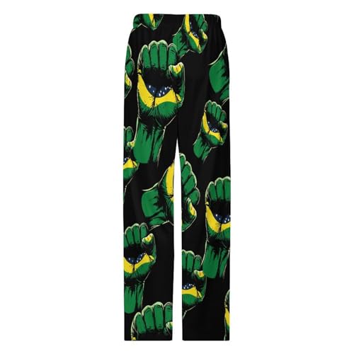 Brazil Flag Resist Mens Pajama Pants Loose-Fit Pjs Bottoms Lounge Pant Sleepwear with Pockets4