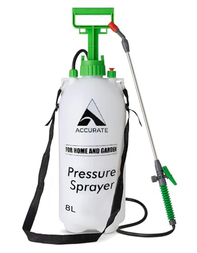 Accurate 8 Litre Garden Pressure Sprayer, Weed Killer, Water Pump Sprayer Ideal for Spraying Water, Fertiliser, Detergent and Preservatives
