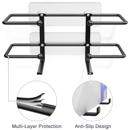 glove box holder adhesive wall-mounted metal dispenser tool-free organizer for rubber latex gloves facial tissue and storage black