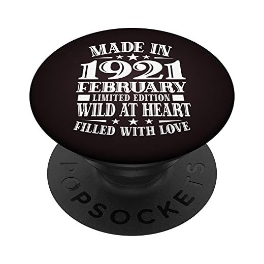 Cumpleaños 365 Febrero 1921 Regalos de cumpleaños 101 años Regalo PopSockets PopGrip Intercambiable